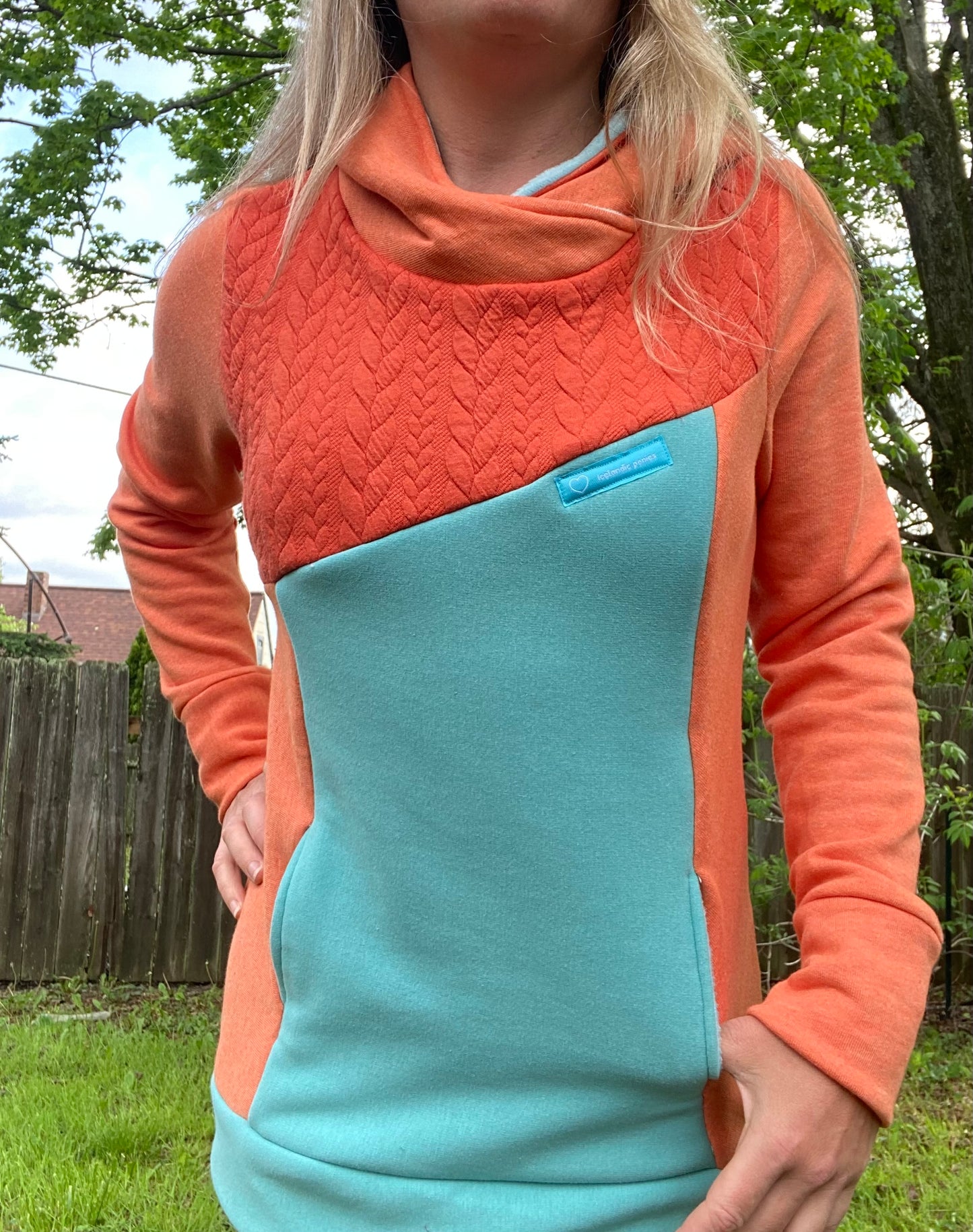 Orange and Blue Hoodie - Size Small