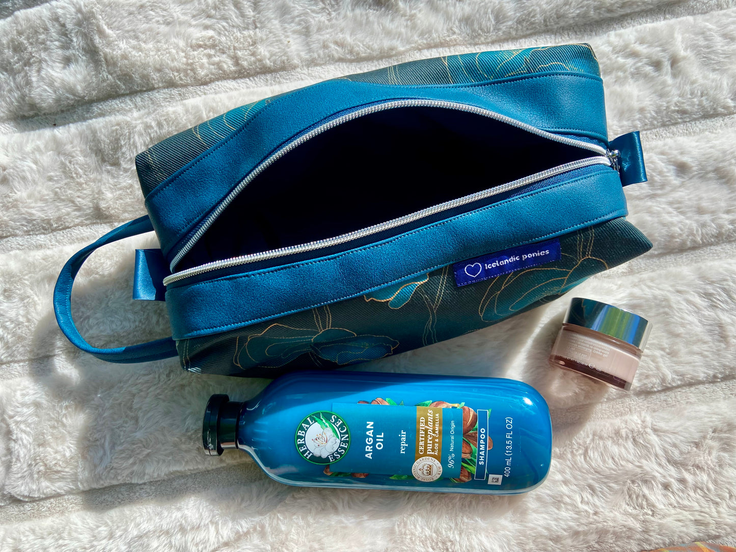 Turquoise Blue Toiletry or Goggle Case