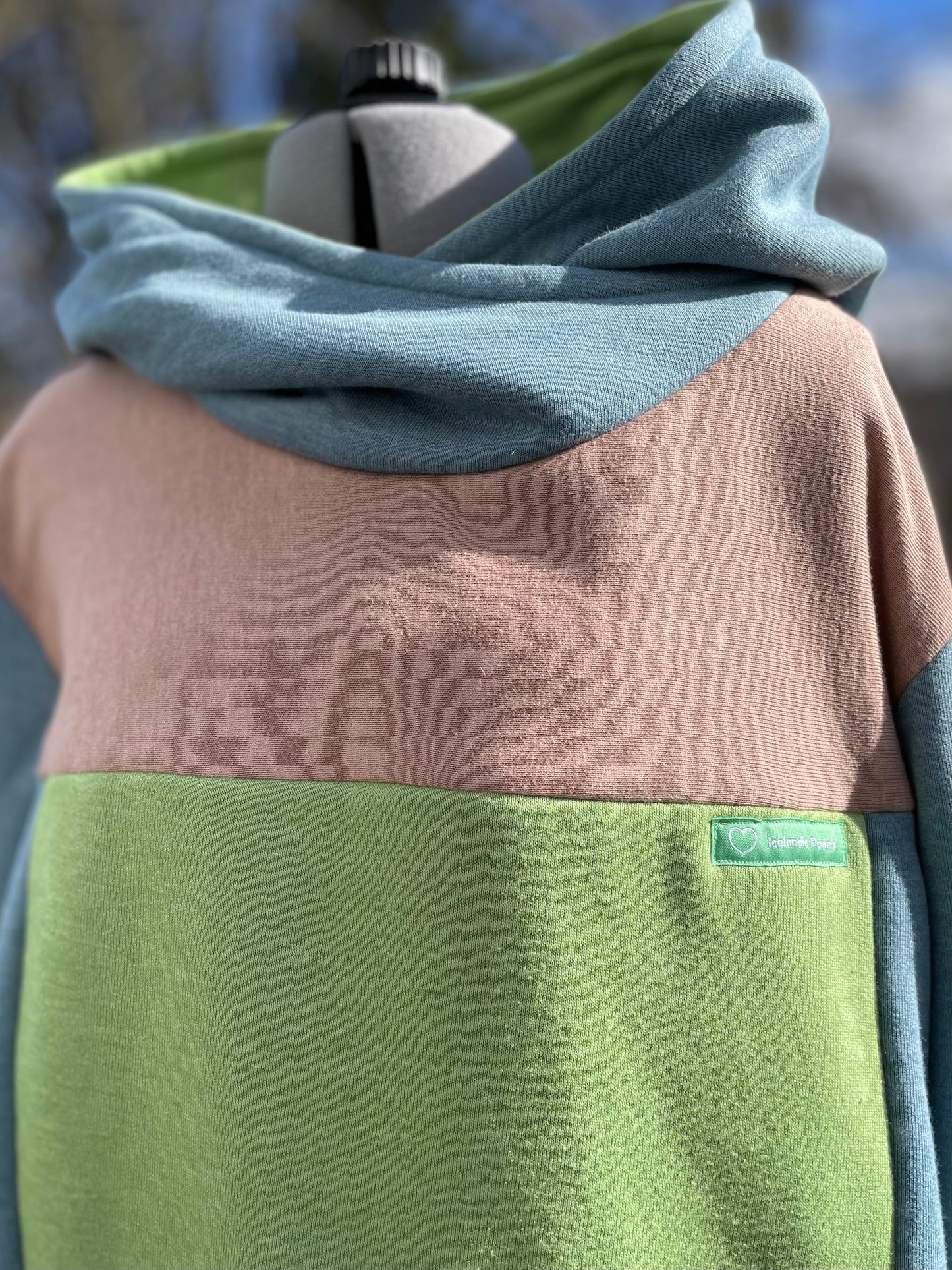 Men’s Green, Blue and Brown Hoodie - Size Medium