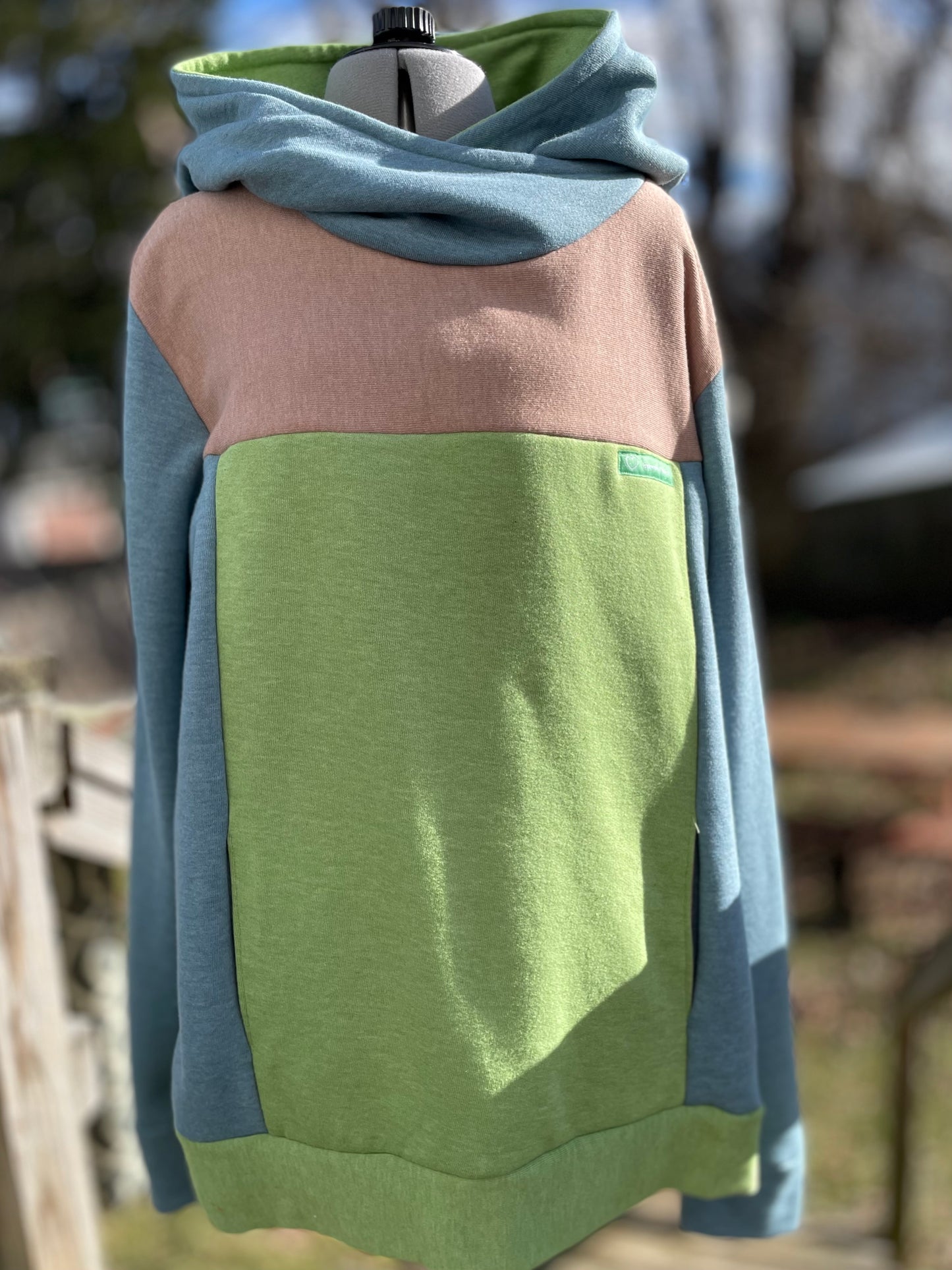 Men’s Green, Blue and Brown Hoodie - Size Medium