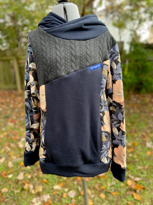 Black floral Hoodie - Size Small